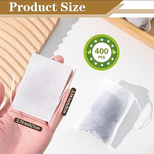 Miniatura 2 de 400 bolsas de té desechables para té de hojas sueltas, bolsas de filtro de té con cuchara de té gratis para té de hojas sueltas, bolsitas infusoras