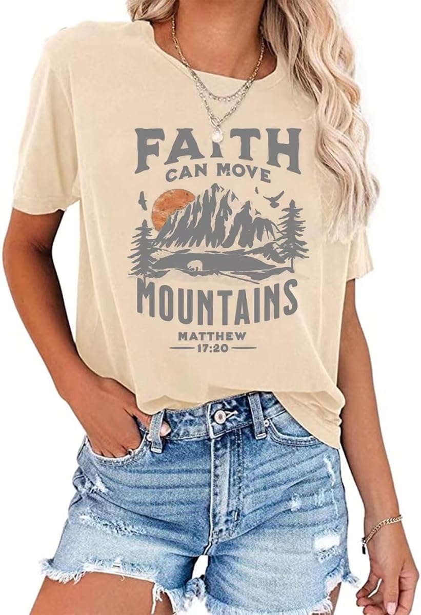 Camisa de sol y montaña para mujer camping senderismo camisa pino gráfico camisetas naturaleza casual manga corta camisa