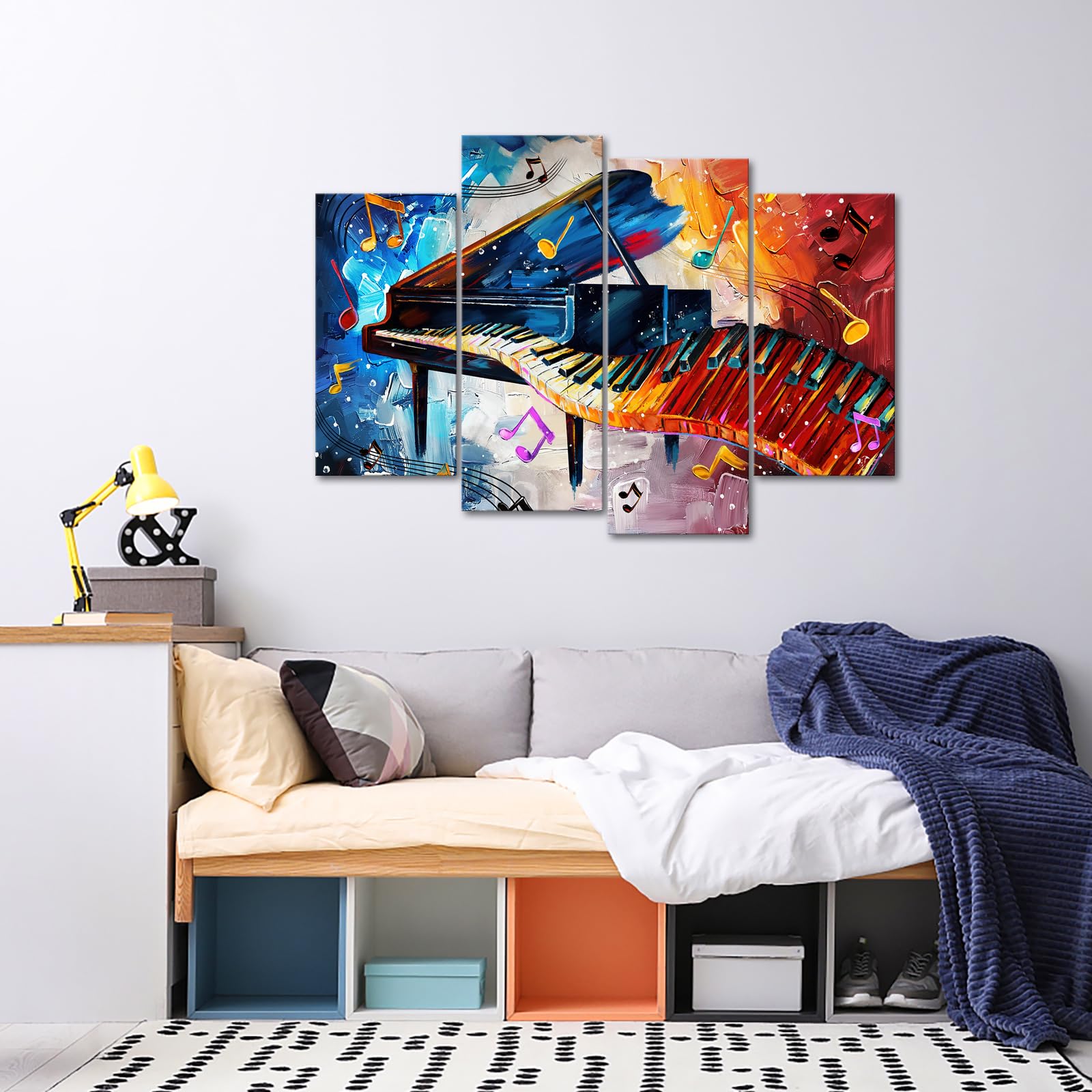 Amazon.com: Biuteawal 4 Pcs Piano Canvas Prints Red Blue Musical