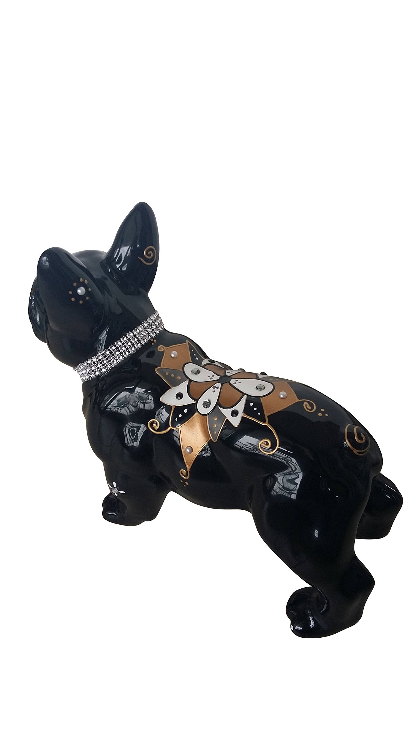 Statue of French Bulldog Ceramic Laure Terrier Decoration. Height 11,8 inches. Model Flowers
