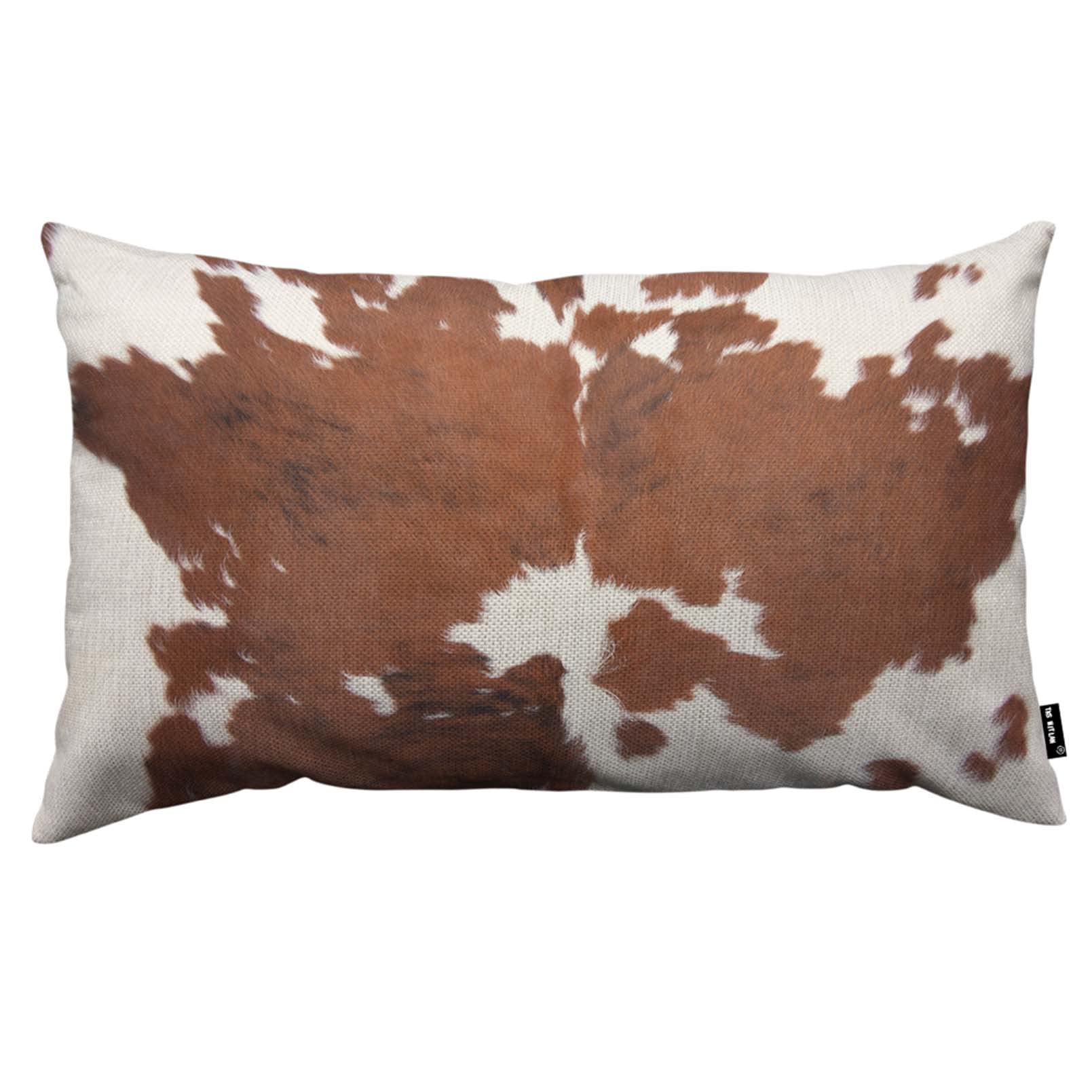 TKS MITLAN Brown Cowhide Throw Pillow Case Cushion Cover for Use As A Background in Full Frame Linen Couch Bed Sofa Car Waist Cushion Cover 12 x 20