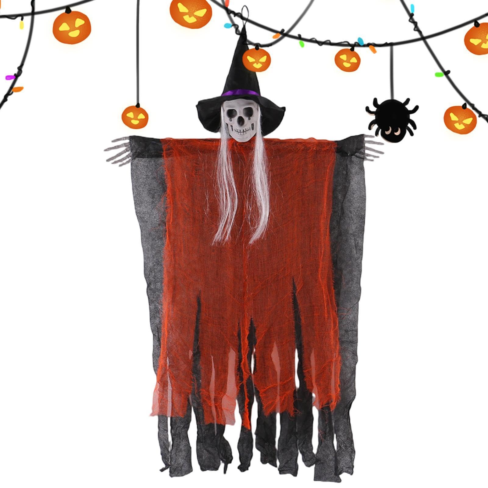 Decoraciones de fiesta de Halloween: calavera voladora para patio y césped espeluznante