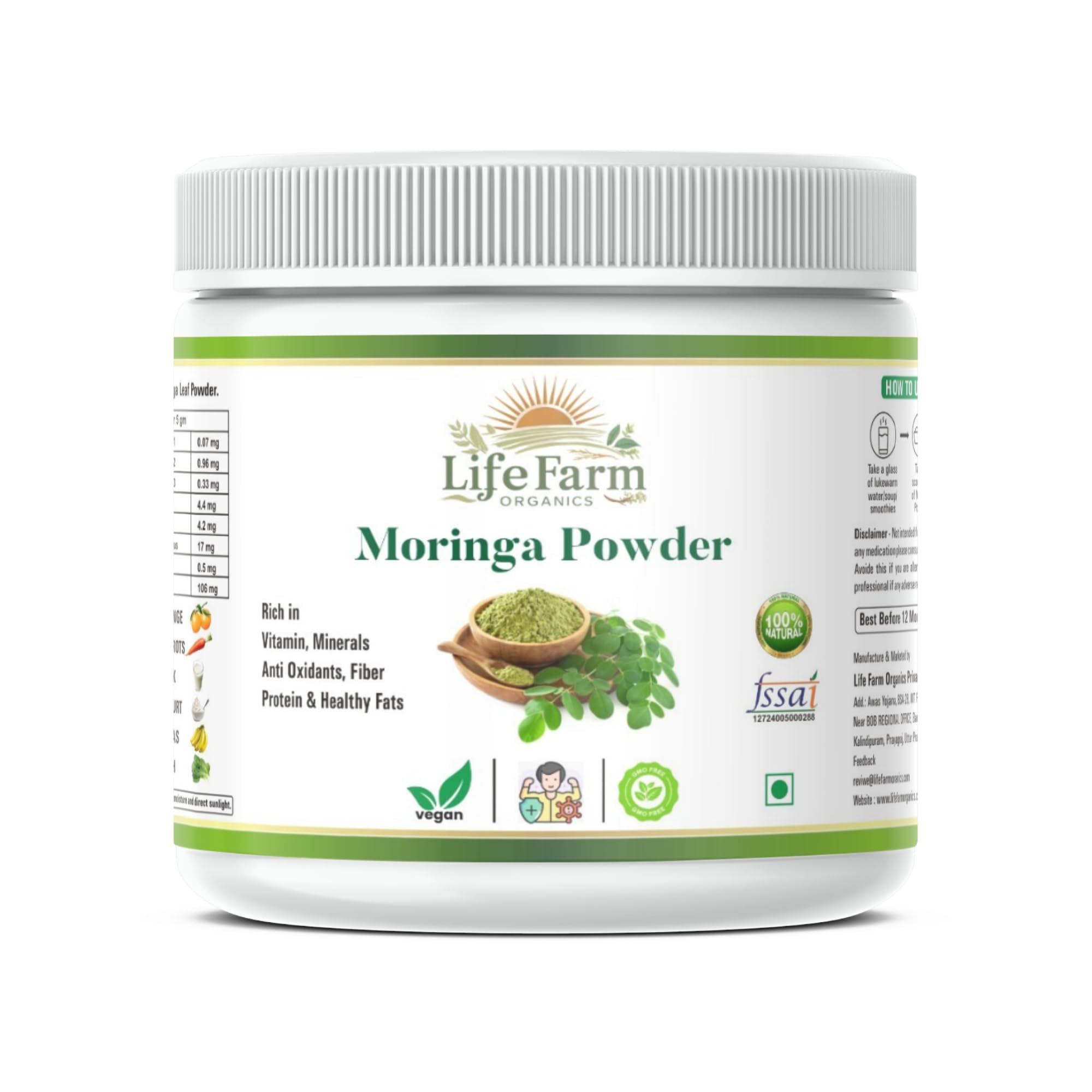 LIFE FARM ORGANICS Moringa Leaf Powder 200 gm (Pack of 1) Ayurvedic Support For Health Herbal Supplement Healthy Superfood Rich In Antioxidants Good For Energy, Immunity, Weight Management (B0DF5RJKPH) Amazon Price History, Amazon Price Tracker