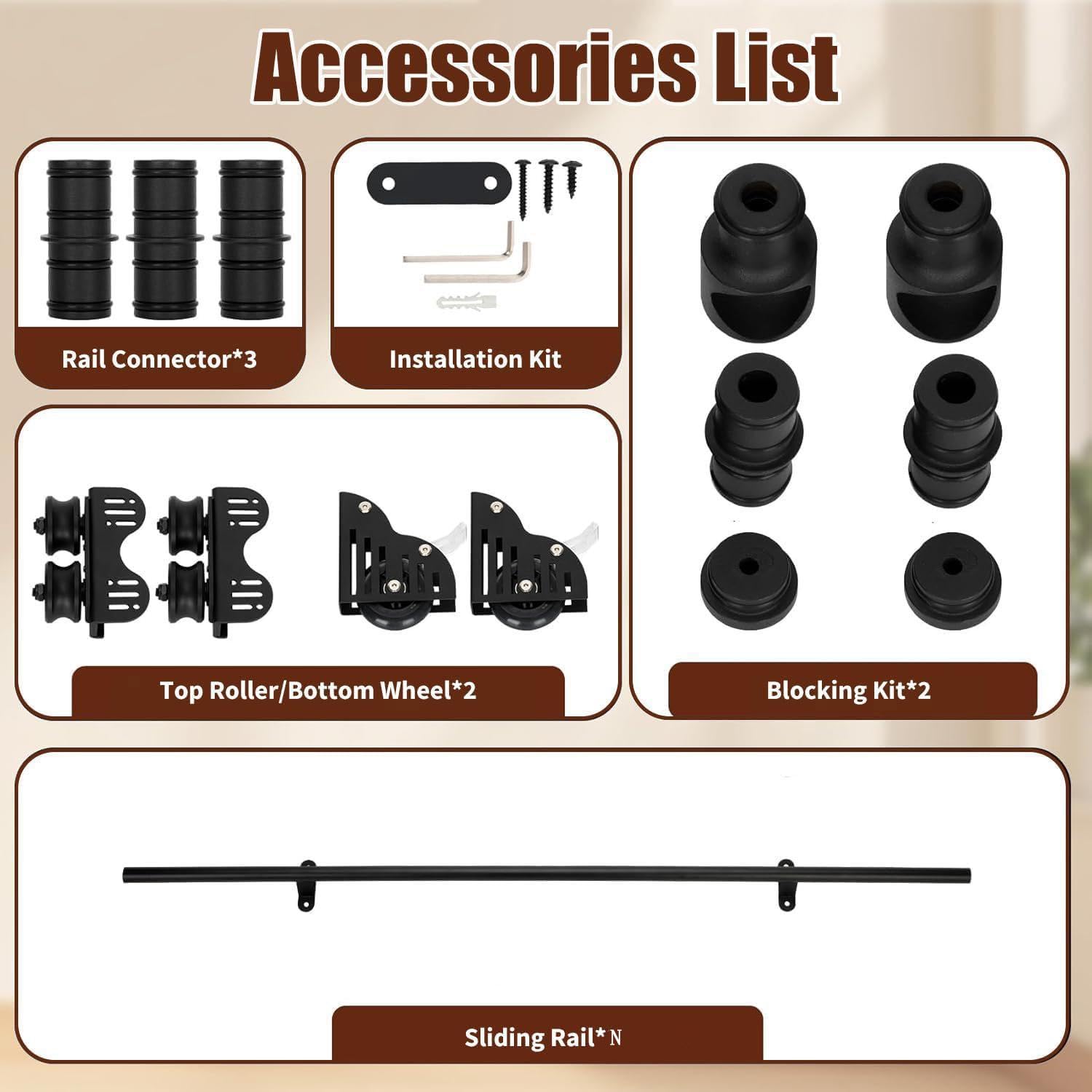 Kit de hardware de escalera de biblioteca rodante telescópico - deslizamiento con rodillos de piso para almacenamiento vertical, sin ocupar espacio de piso - fácil de instalar,10ft/3m Track Kit