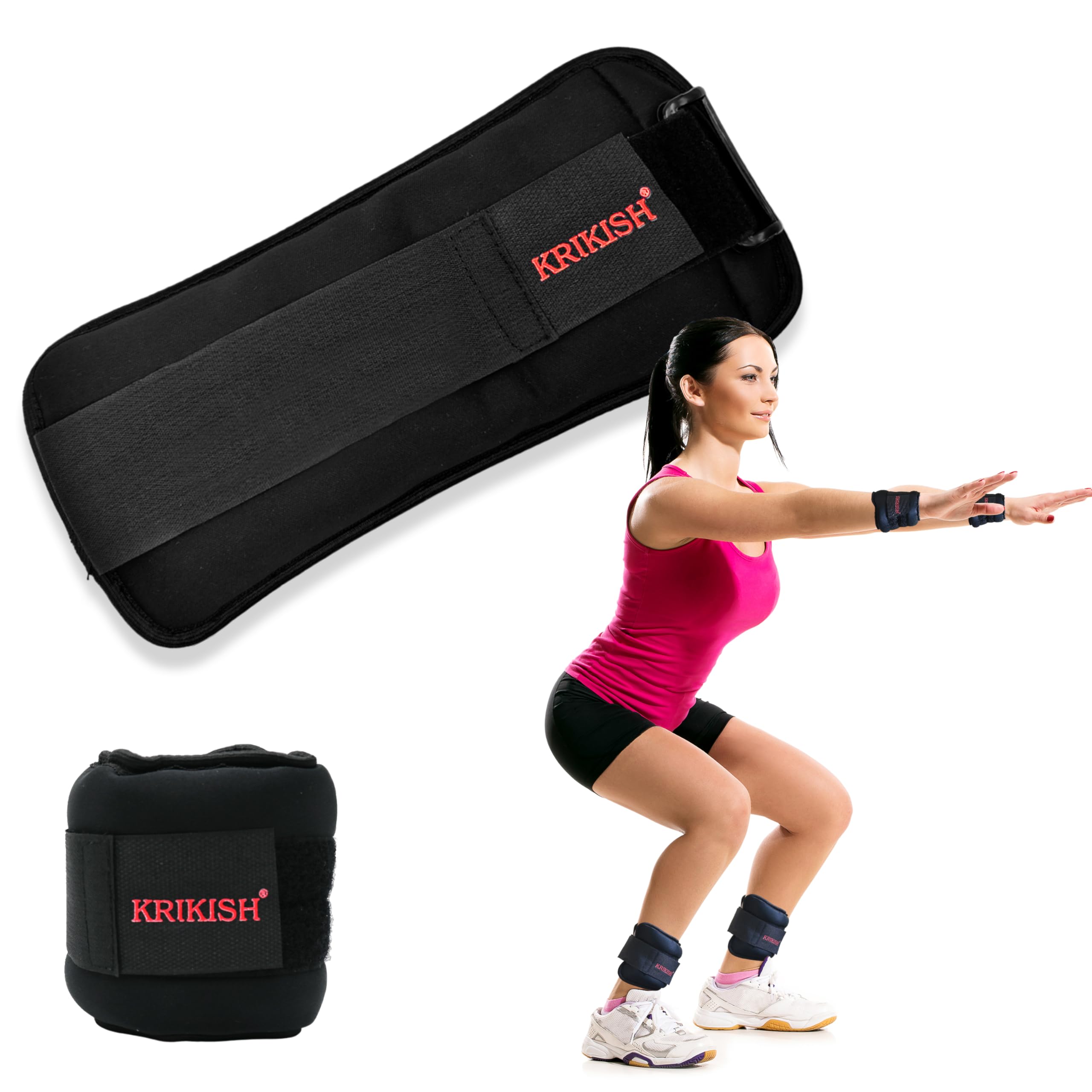 krikish Ankle Weights, Adjustable Wrist Weight Straps for Fitness, Walking, Jogging, Workout 1Kg x 2 Total 2KG Black (1 Pair) (B07JDMMSLP) Amazon Price History, Amazon Price Tracker