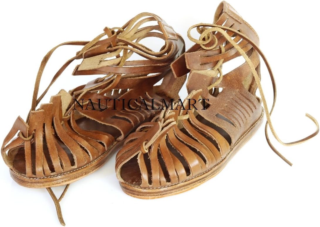 NauticalMart Medieval Roman Brown Leather Armor Shoes