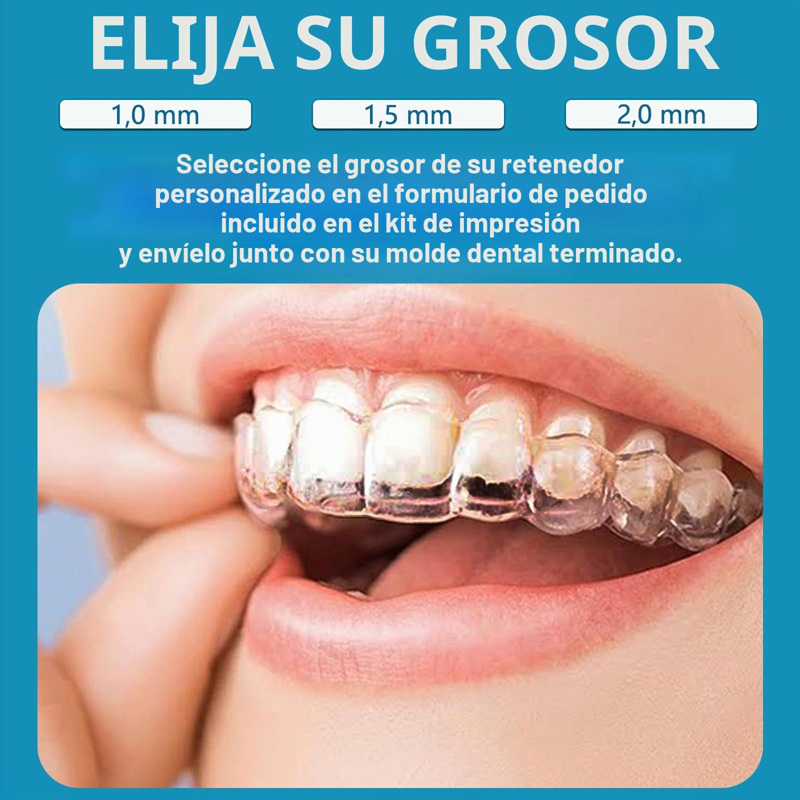 Retenedor dental transparente a medida para dientes superiores e inferiores