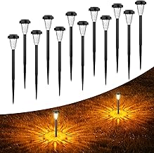 FIFlying 12 Piece Solar Outdoor Garden Light, 2 Modes Warm White Solar Garden Outdoor Light, IP65 Waterproof Outdoor Solar Light for Garden, Lawn, Paths, Patio, Walkway