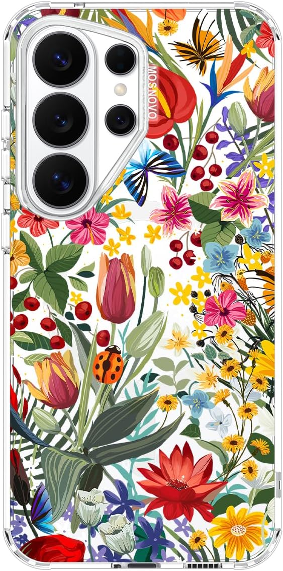 MOSNOVO for Samsung Galaxy S26 Ultra Clear Case, Fit for MagSafe, 6.6ft Military-Grade Shockproof Magnetic Protective Phone Cover,in The Garden