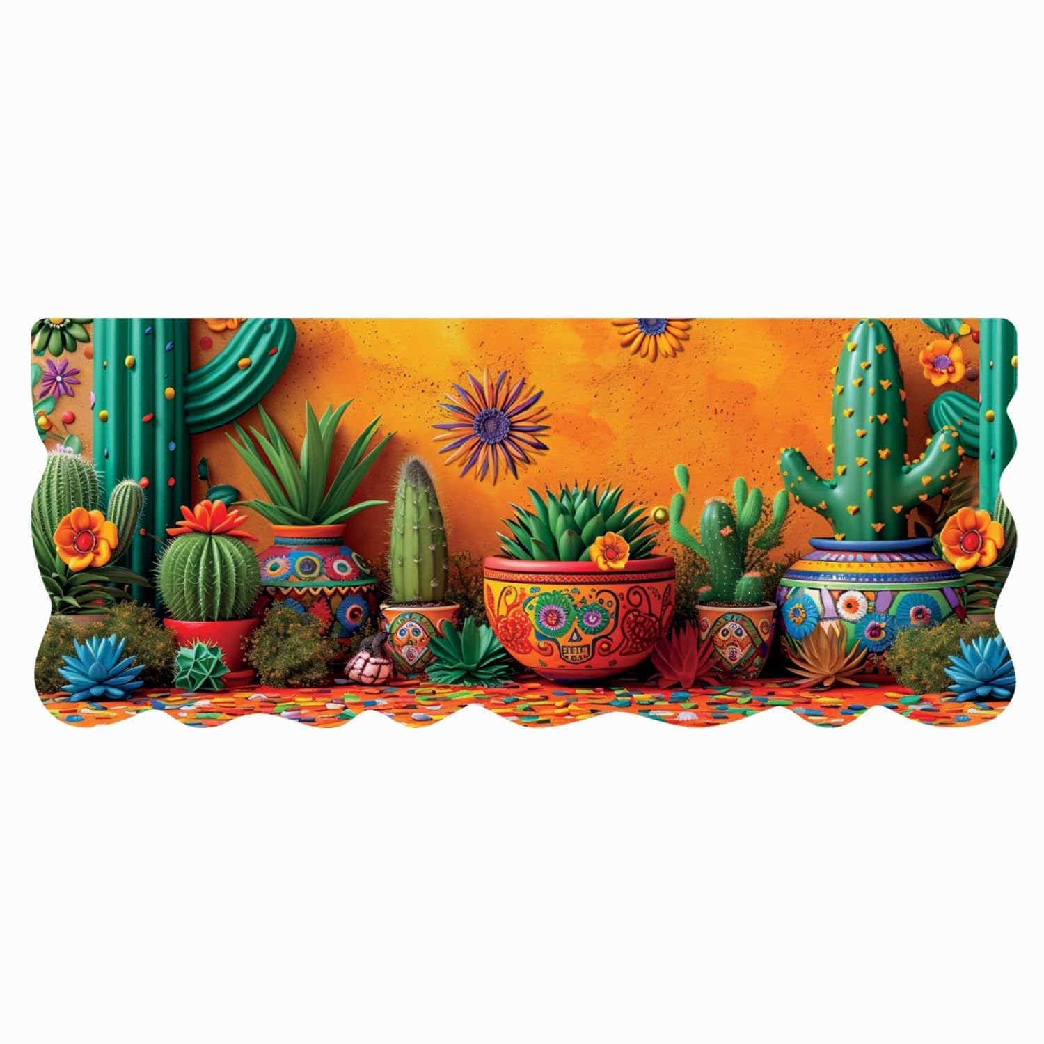 emmevi Tappeto Cucina Gomma Pvc Stampa Digitale HD Piante Cactus Moderno Sagomato Antimacchia 50x120 cm
