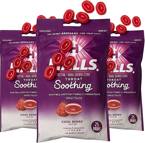 Gotas calmantes para la garganta (anteriormente Breezers) Cool Berry Throat Drops 25 unidades por bolsa (paquete de 3)
