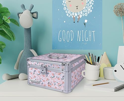 Miniatura 5 de Vaultz Caja de seguridad portátil  Caja de almacenamiento grande de 10 x 10 x 6.5 pulgadas con cerradura, bolsillo de malla y compartimentos