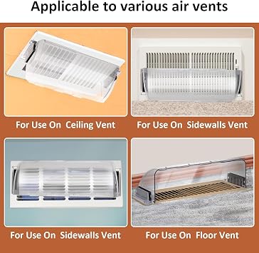 Air Vent Deflector,4-Pack Redirect Airflow Powerful Magnetic Vent Air & Heat Deflector for Ceiling, Floor and Wall,Sidewall - Adjustable from 8.5 to 15