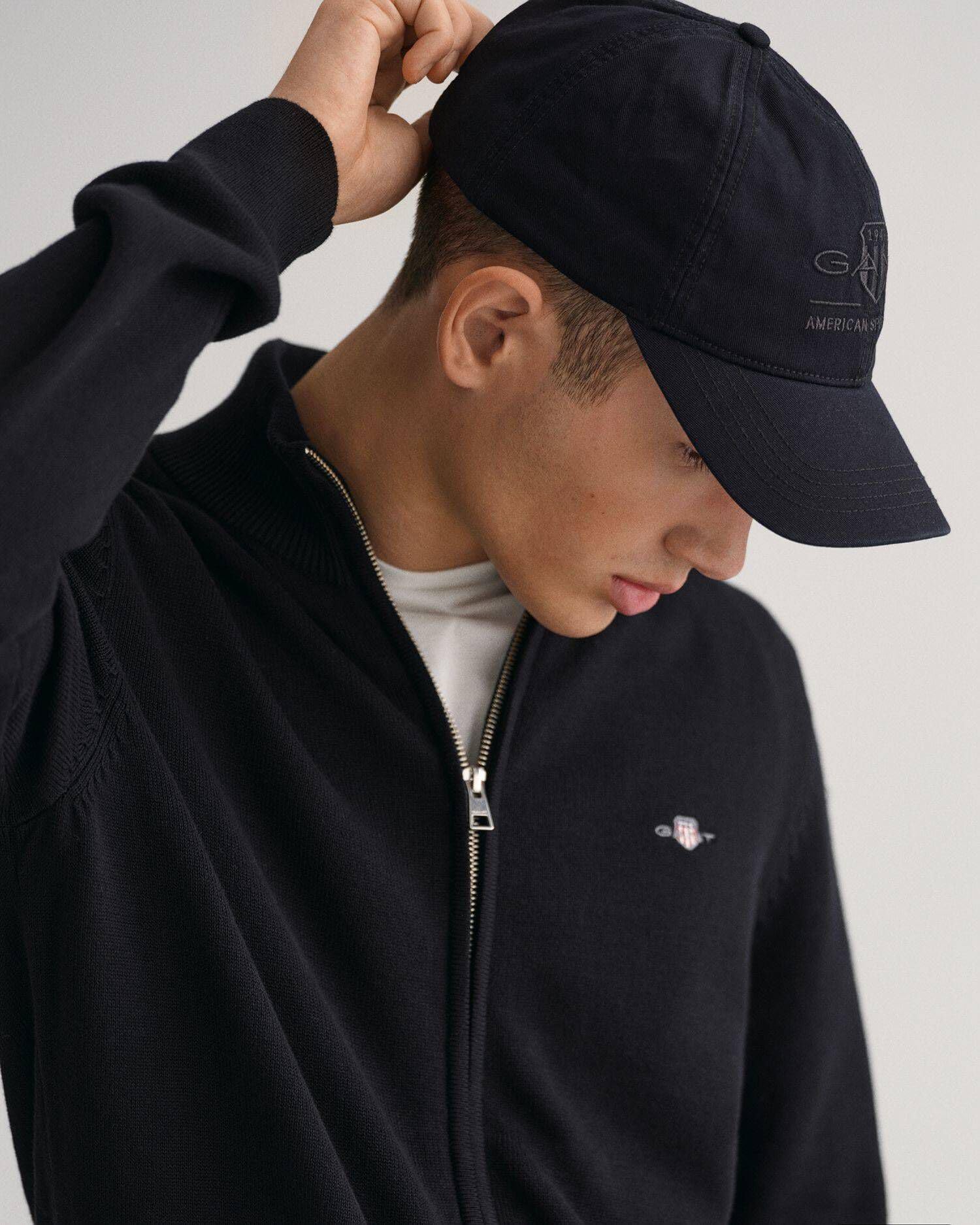 GANT Herren Casual Cotton Zip Cardigan Strickjacke