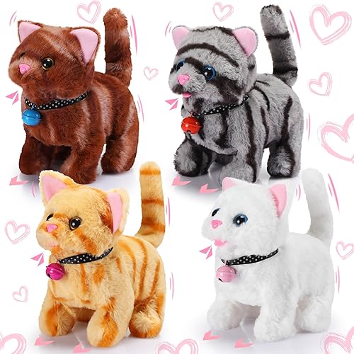 Miniatura 1 de Halloscume Juguete de peluche interactivo electrónico para mascotas, 4 piezas, 7 pulgadas, animales de peluche interactivos, juguete para caminar y