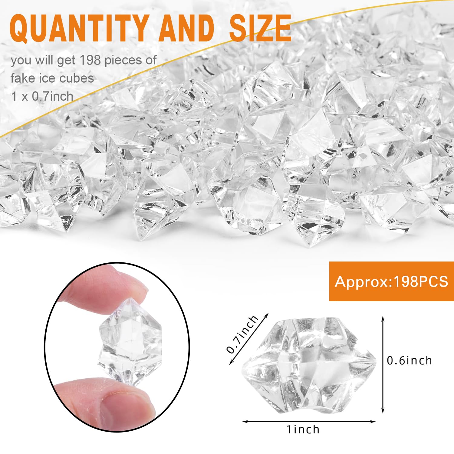 OSEYM Fake Crushed Ice Rocks Clear Irregular Fake Ice Cubes Vase Fillers Acrylic Crystals Wedding Party Table Scatters Electric Fireplace Decorations
