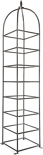 H Potter Obelisco grande enrejado para plantas de jardín trepadoras, resistente a la intemperie, hierro y metal, arte vertical para patio