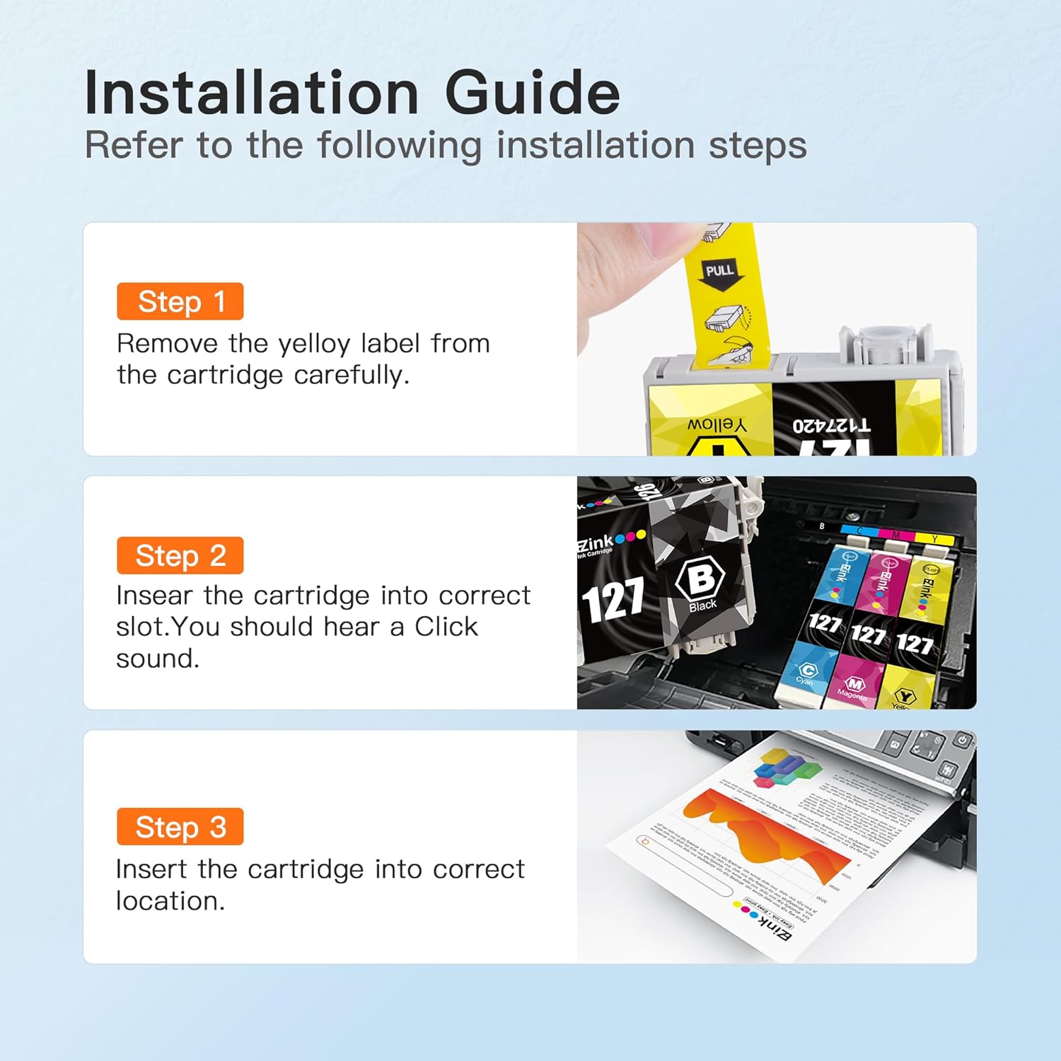 E-Z Ink Remanufactured Ink Cartridges Replacement for Epson 127 T127 to use with NX530 625 WF-3520 WF-3530 WF-3540 WF-7010 WF-7510 7520 545 645 (4 Large Black, 2 Cyan, 2 Magenta, 2 Yellow) 10 Pack