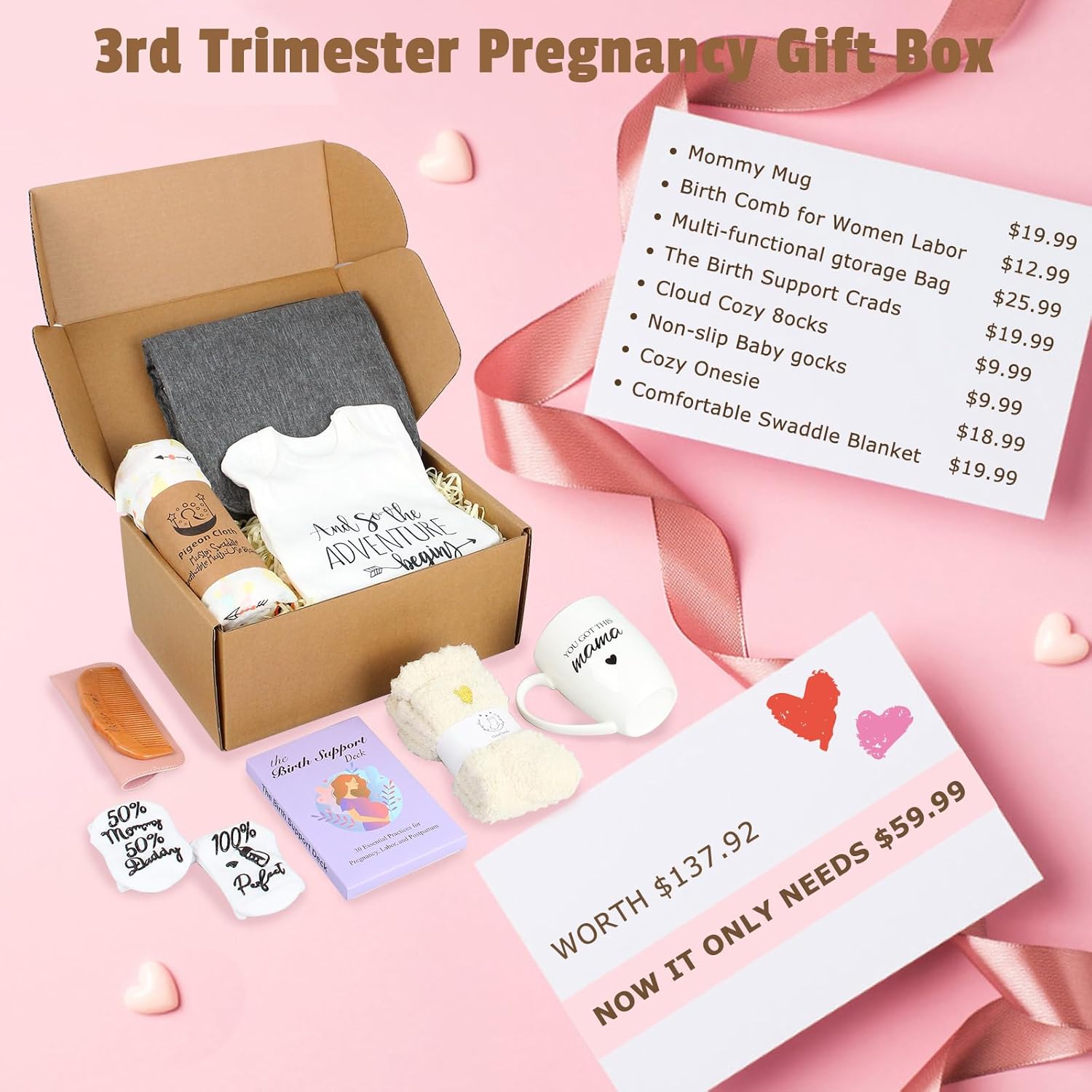 3rd Trimester Pregnancy Gift Box for Expecting and First Time Moms, Gift Basket for Pregnant Women, Pregnant Mom Gifts Box, New Mom Gifts, 3rd Trimester Pregnancy Essentials