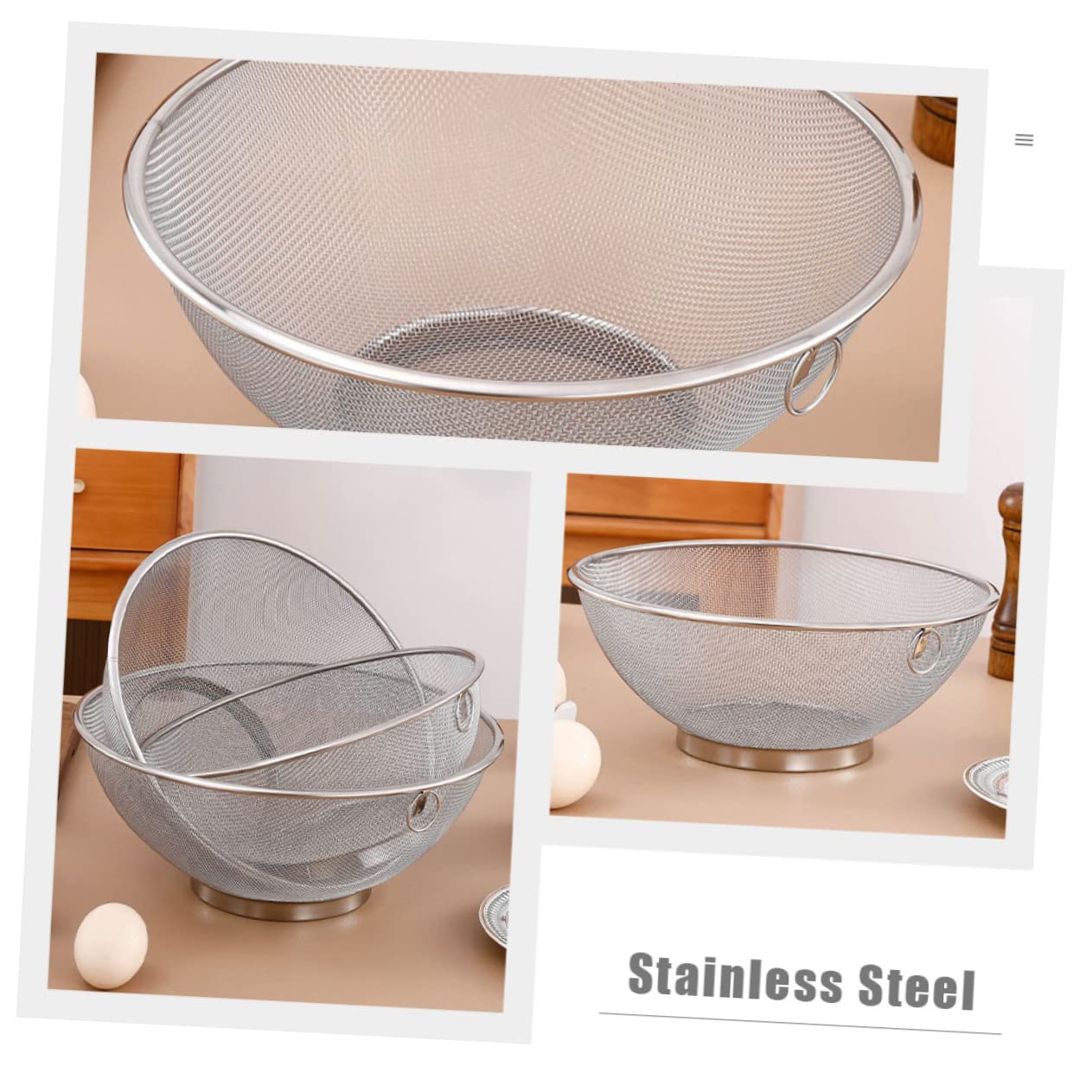 Ciieeo 3pezzi Bacinella Scolapasta Acciaio Inossidabile Per Lavare Verdure e Riso Pratica e Resistente Utensile Da Cucina Essenziale Per Casa e Ristorazione