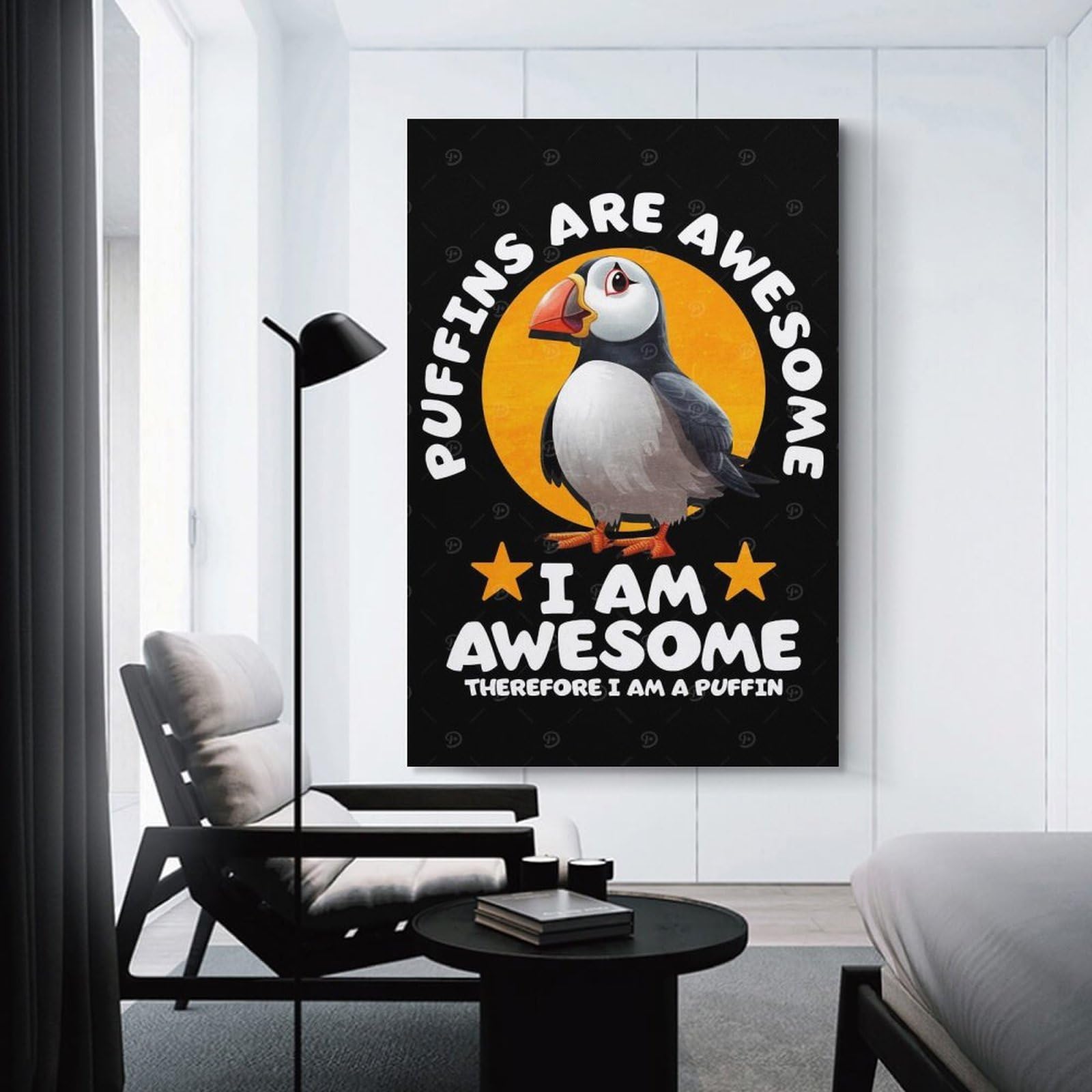 Junmoney Atlantic Puffin Wall Picture Print, 24x36inch(60x90cm), for Feature Walls in Flats Or Modern Rooms, Decorative Artwork with Flexible Styling