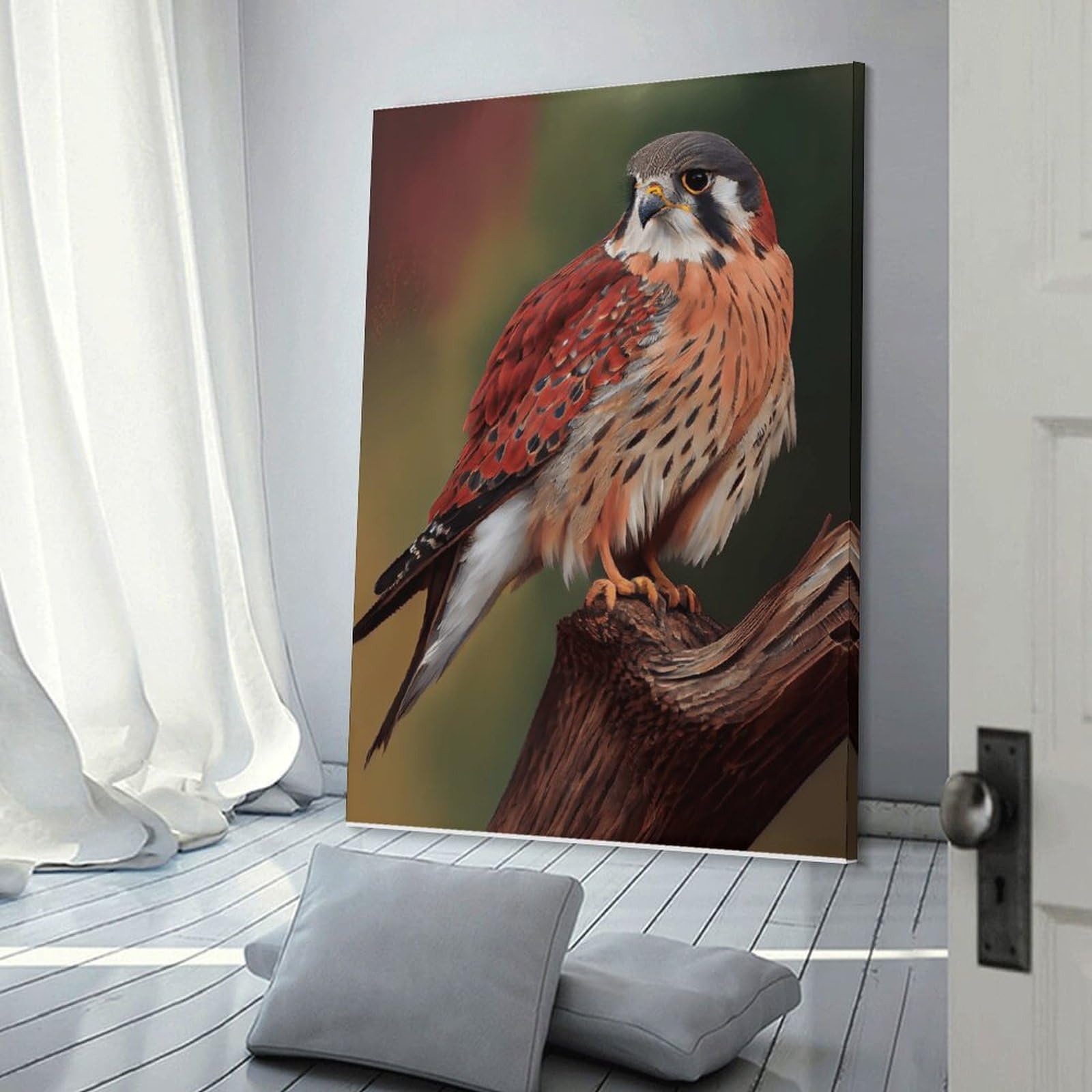 Junmoney American Kestrel Bird Wall Picture Print 08x12inch(20x30cm), for Bedroom Decor, Cosy Corners Or Studios, Home Artwork with A Soft Interior Feel