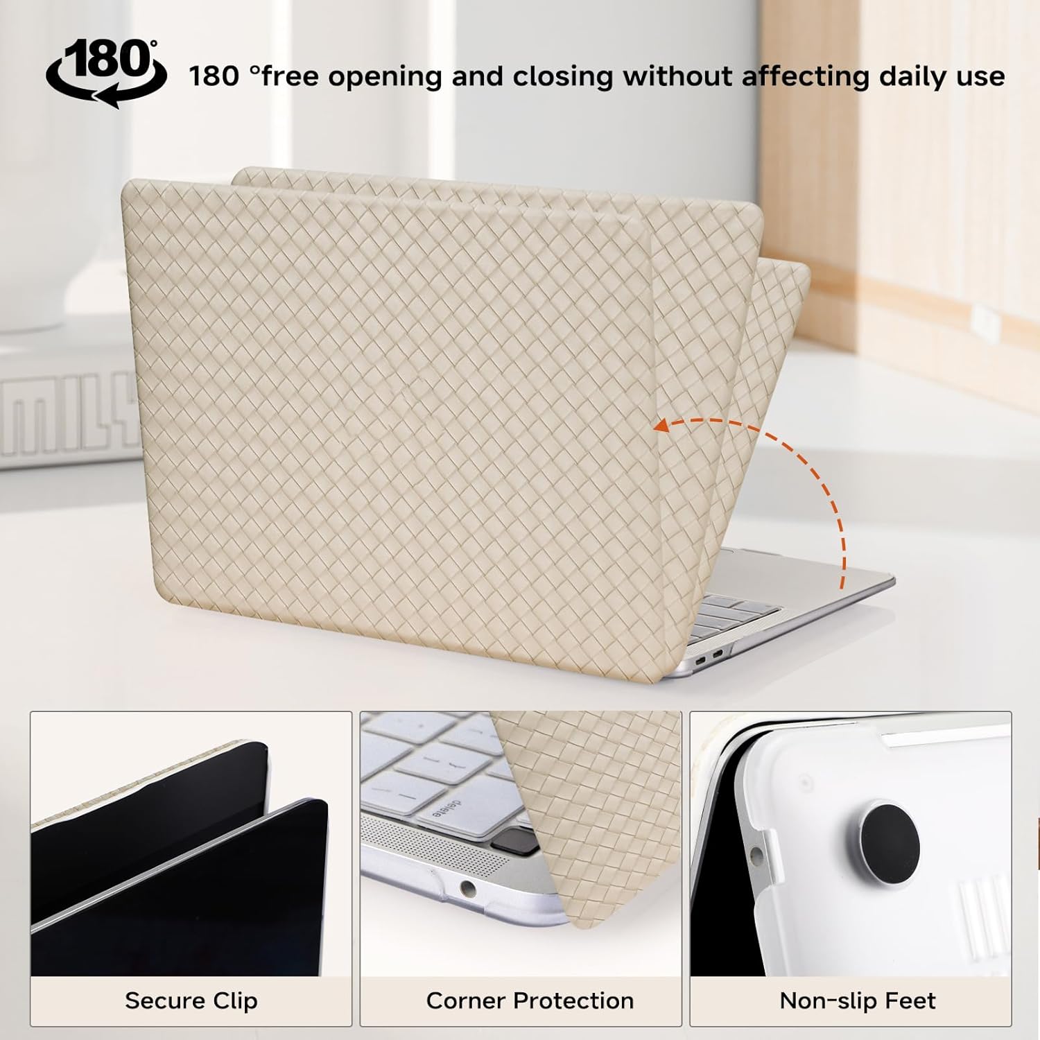 Woven Case for MacBook Pro 13 inch Case 2025-2016 A2338 M1 A2251 A2289 A2159 A1989 A1708 A1706,for MacBook Pro M2 Protective Leather Woven Textured Case&Keyboard Cover for Mac Pro13,Boho Beige