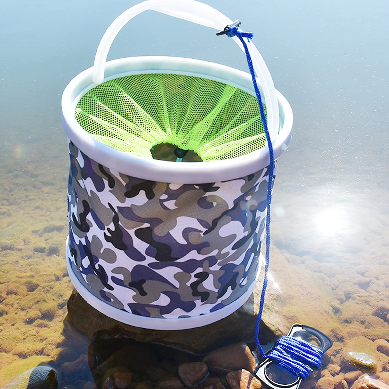 Secchio da pesca Secchio da pesca Secchio pieghevole per pesci Secchio portatile per pesci vivi con corda Secchio da pesca multifunzione Forniture per attrezzi da pesca Secchio per pesci (Dimensioni