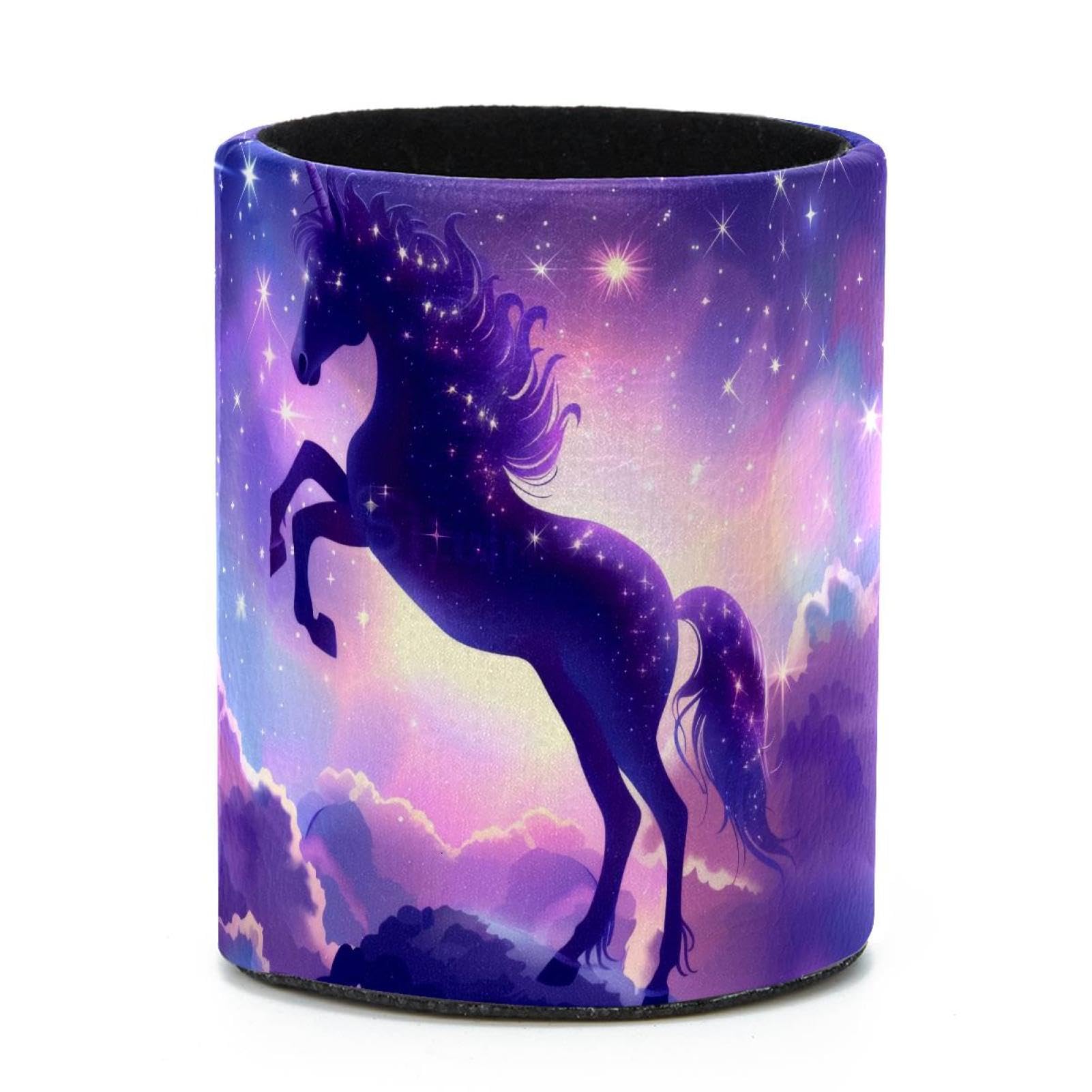 VAPOKF Round Pencil Holders for Desk, Purple Sky Stars Unicorn Pen Holders Pen Pot Makeup Brushes Storage Desktop Stationery Supplies Organiser for Home Office