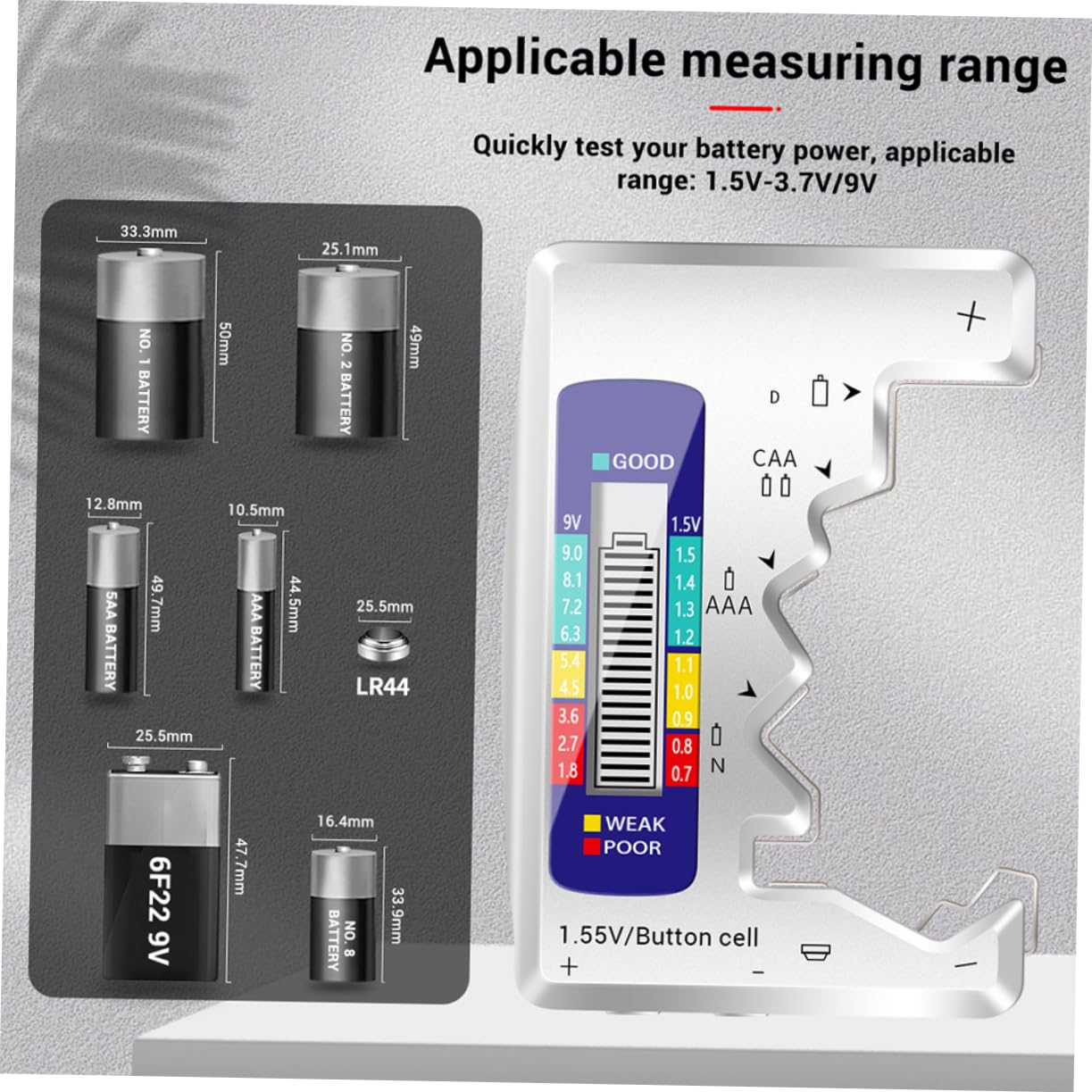 POPETPOP Portable Battery Tester Compact Battery Checking Tool LCD Indicator for Easy Use image 4
