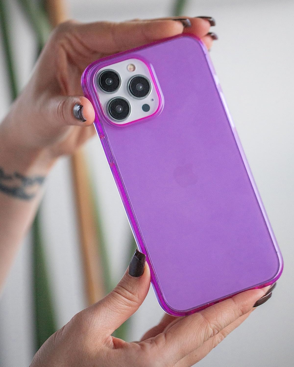FELONY CASE for iPhone 15 - Neon Purple Crystal Clear Phone Case, Compatible with MagSafe - 360° Shockproof Protective Cases