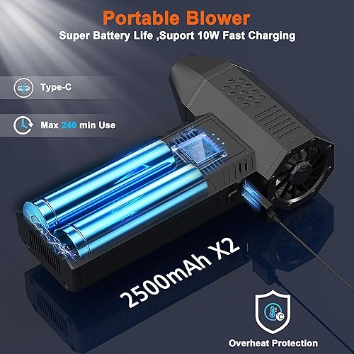 Miniatura 6 de Plumero de aire comprimido  Plumero de aire eléctrico con motor sin escobillas  Ventilador de aire inalámbrico ajustable de 3 engranajes  Plumero de