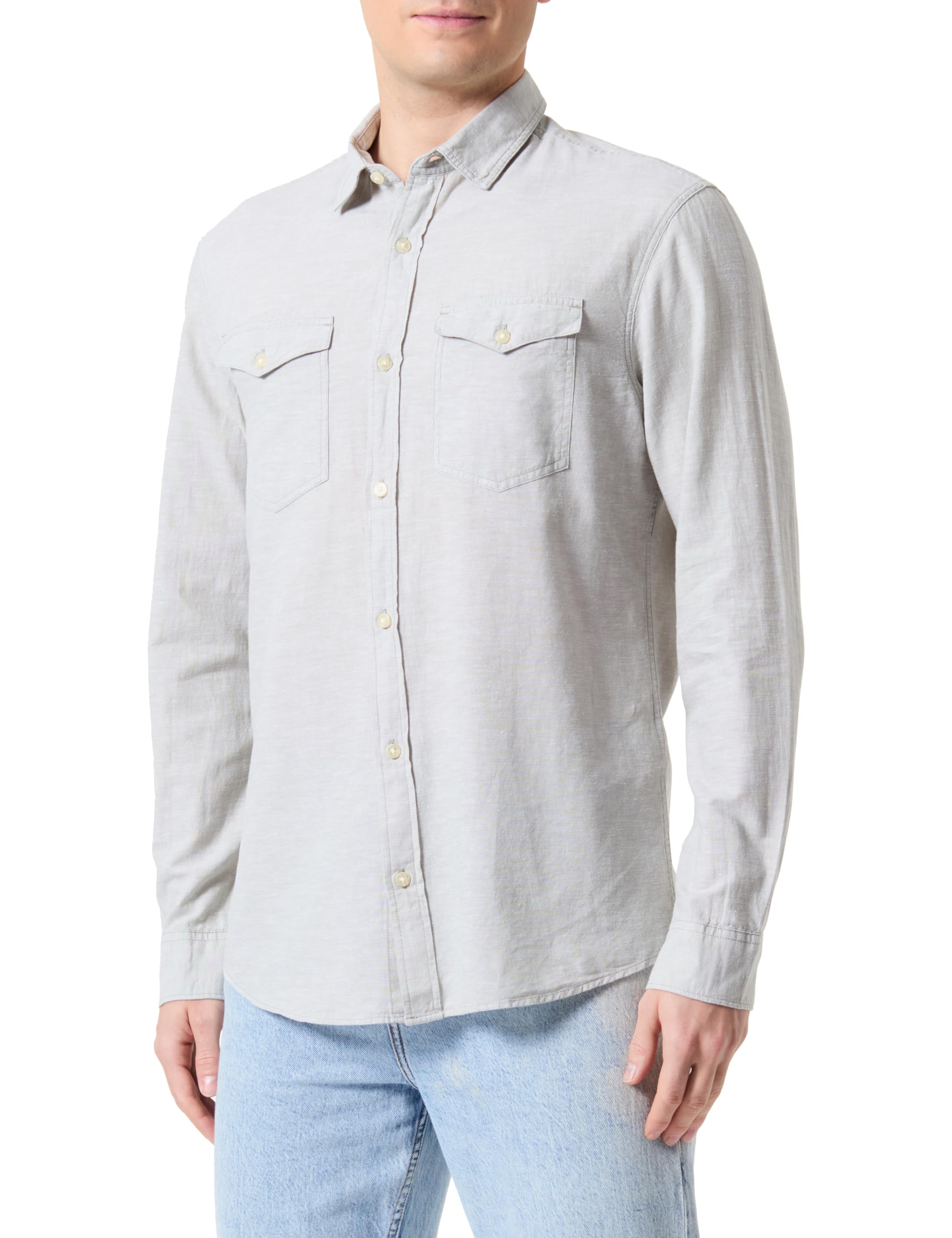 Jack & Jones Jcosheridan Linen Blend Camiseta LS Camisa de Manga Larga para Hombre