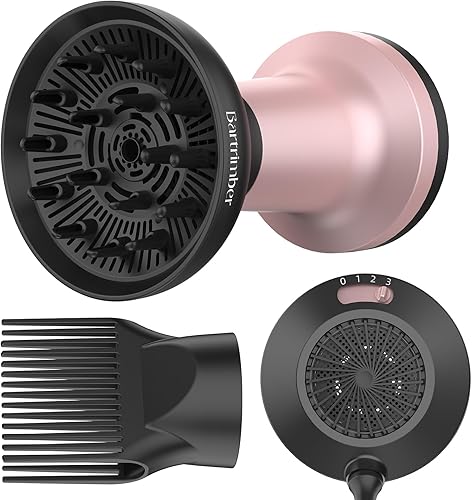 Difusor de cabello 2 en 1 para cabello rizado con tecnología iónica, secador de pelo XL de 1875 W con difusor y accesorio de boquilla de peine, 3