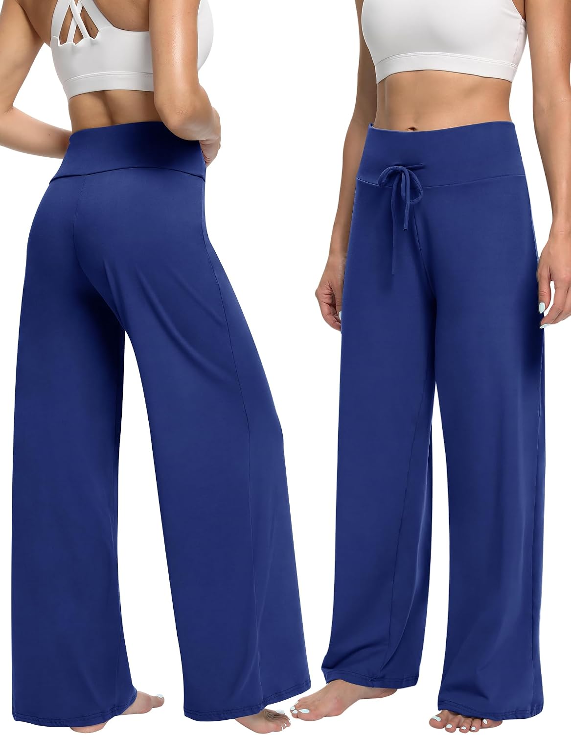 ZOOSIXX Soft Black Pajama Pants for Women, Wide Leg Pants Woman Flowy Comfy Casual Lounge Yoga Capri Pants 22”/ 30” thumbnail