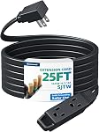 DEWENWILS 3 Cordon d'extension avec prise plate, 25 FT 16/3 Câble d'alimentation au sol Awg pour usage intérieur, Noël, SPT-3 Cord, blanc, ETL Inscrit, paquet de 1