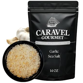 Caravel Gourmet Garlic Sea Salt, Rich Savory Flavor, 14 oz Refill Pouch