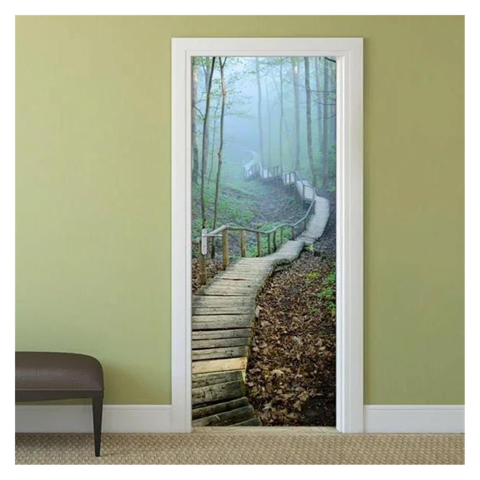 Papier peint de porte paysage pour évader le salon avec un autocollant mural