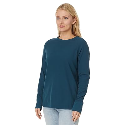 L.L.Bean Unshrinkable Mini Waffle T Shirts Long Sleeve Crew Neck Women