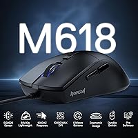 Vista 2 de Redragon M618 - Mouse para juegos con cable, mouse óptico de 8000 DPI con 6 botones programables y 5 modos retroiluminados, 70G ultra ligero, Negro