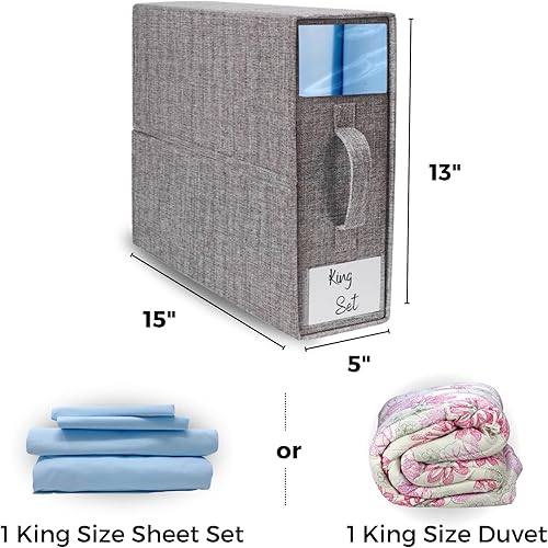 Miniatura 5 de Organizador y almacenamiento de sábanas de lino, caja de almacenamiento para organizadores de armario, una caja de almacenamiento plegable que se