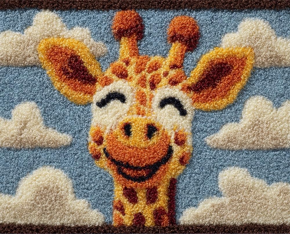 FWRTYCB Latch Hook Kits Rug Making Crafts with Pattern Printed,Cute Giraffe 20X15Inch Large Latch Hook Rug Kit Tapestry Rug Making Kits DIY Crafts Unfinished Handmade Crochet Yarn for Adults Beginn