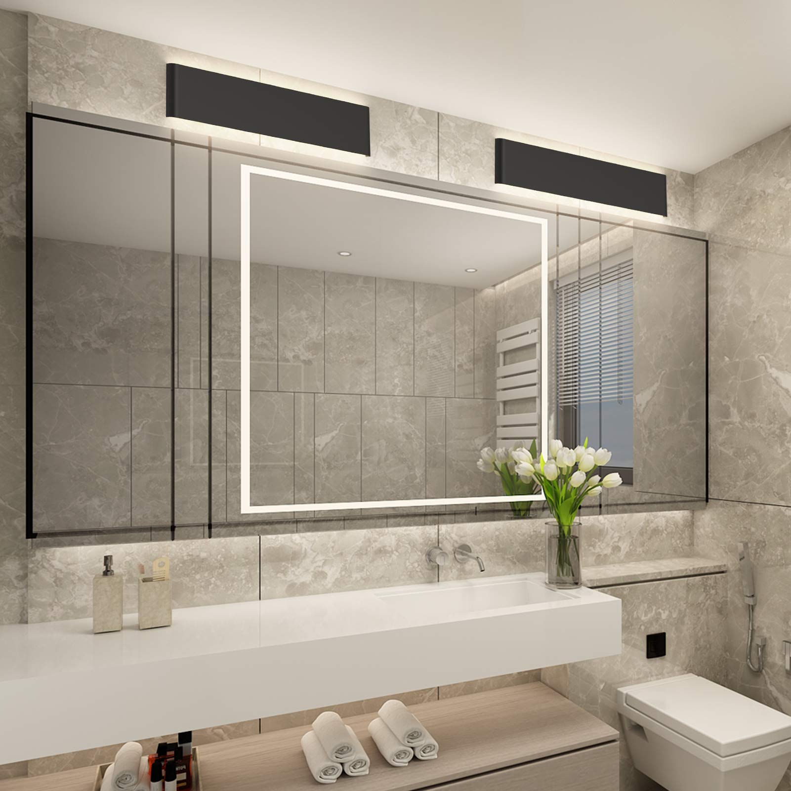 Aipsun 24 Inch Black LED Vanity Light Adjustable Odern Bathroo Vanity Light Fixtures Over
