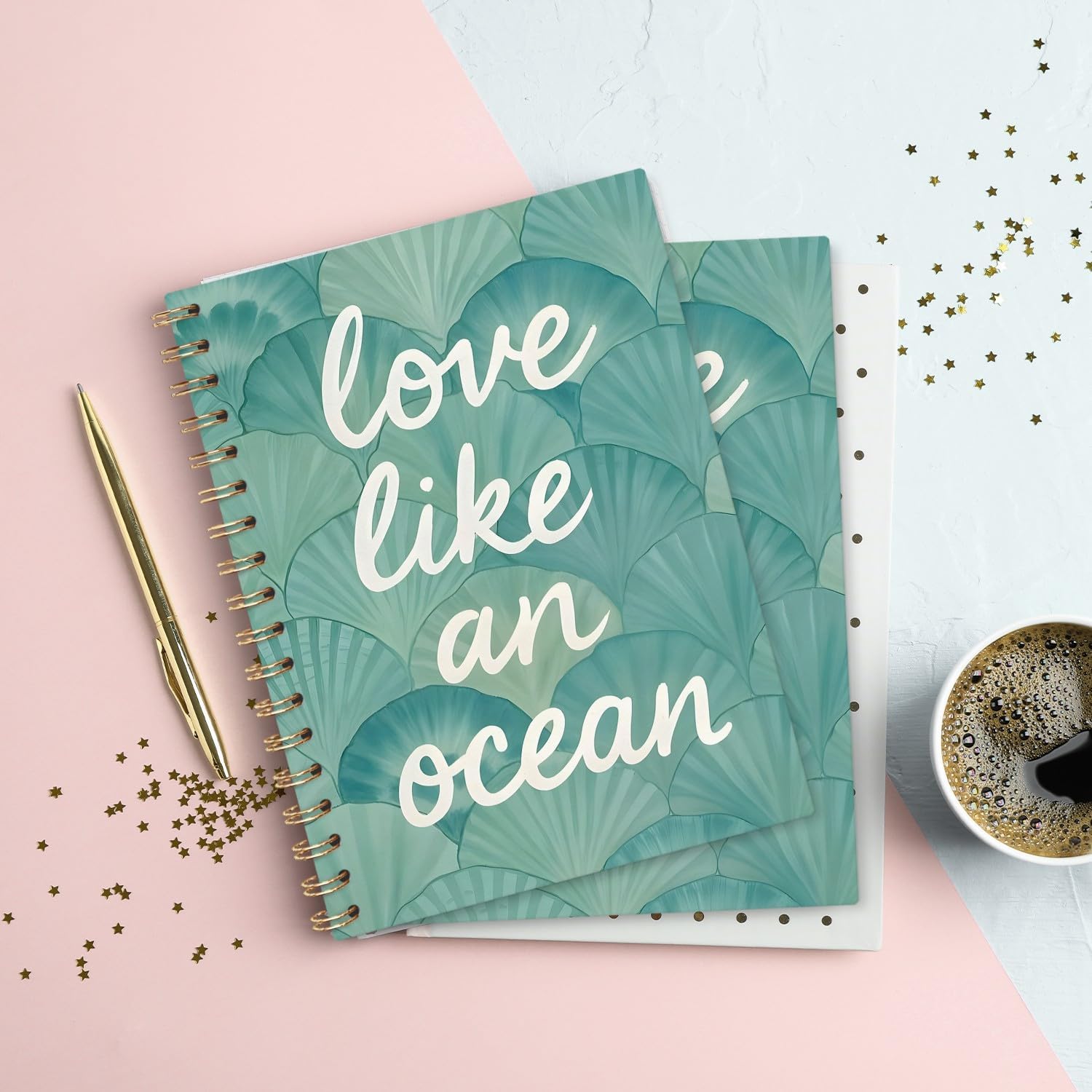 VONTP Green Ocean Beach Spiral Notebook, Green Seashell Coastal Beach Journal, Gifts for Ocean Lovers Women, Beachy College Ruled Notebook Journal for Writing, 5.5x8.3 - Image 7