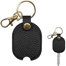 Leather Car Key Cover, Vintage Broken Car Keychain Protector, Portable Auto Key Loop Replacement for Men Women Black