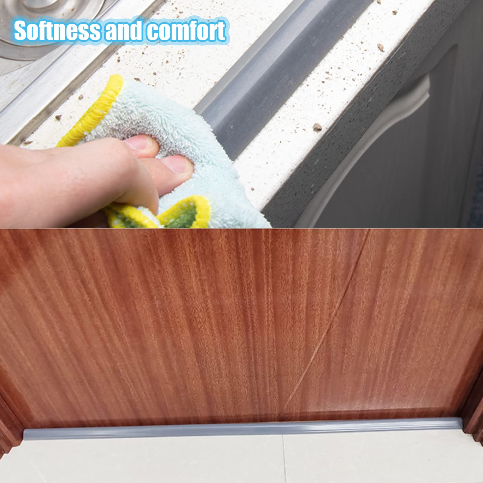Protector de silicona contra salpicaduras for ducha, borde bañera, junta estanqueidad, tira sellado for plato, fregadero cocina, suelo baño(Clear,2.5m)