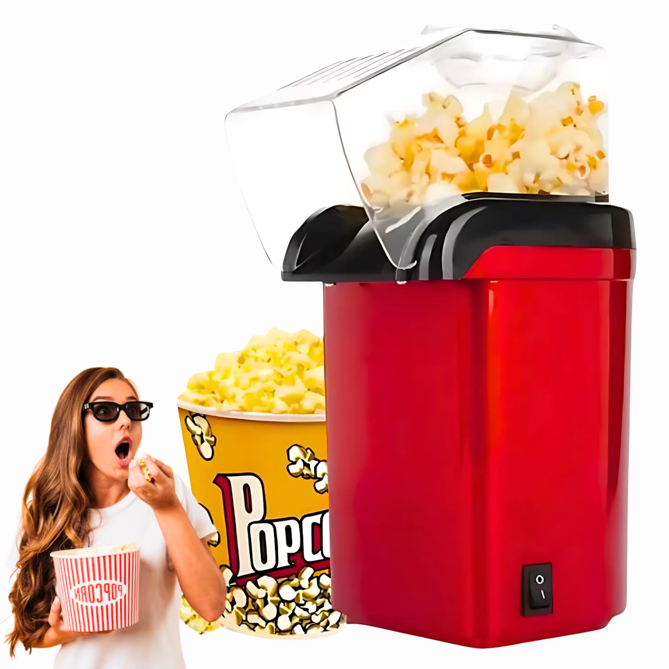 Drumstone (𝟏𝟎+𝟓 Year Warranty) Hot Air Popcorn Maker 1200W Oil-Free Electric Popcorn Machine for Healthy Snacks Fast, Easy Popper for Home Kids, Adults Perfect for Movie Night Parties & Family Fun-picture-27