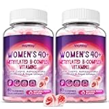 Methylated B Complex Vitamins Gummies for Women 40 Plus - B-Complex Vitamins B6 B1 B2 B3 B5, Methyl B12, Methylfolate, Biotin with Vitamin C, Omega-3, CoQ10 & Ashwagandha - Sugar-Free, Vegan, Non-GMO