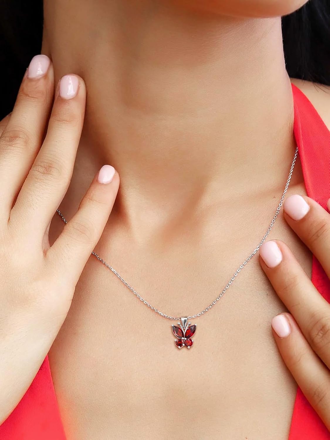 925 Sterling Silver Butterfly Necklace/Antler Deer Necklace,Adjustable Silver Birthstone Necklace for Women,Birthstone Jewelry Gift for Her