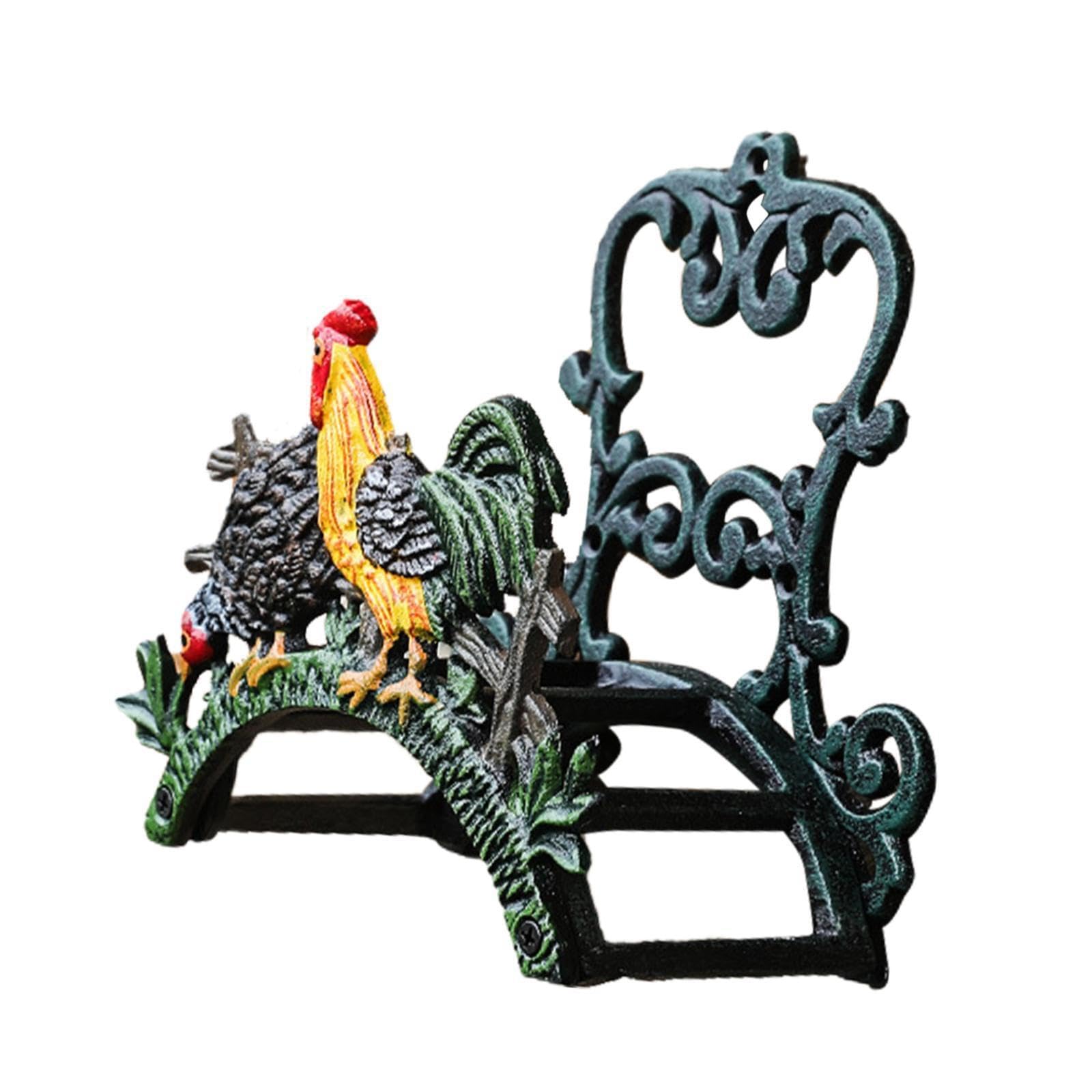Soporte para Manguera de jardín con diseño vívido, de Pared, Ideal para Vallas Exteriores u Otros Lugares. Soporte Creativo para Manguera jardín Hierro Fundido, Pollo, 22x11x21.5cm